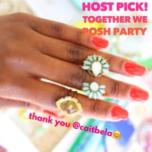 Stella & Dot | Retired Mint+Vintage Gold+Opal Zinnia Split Ring